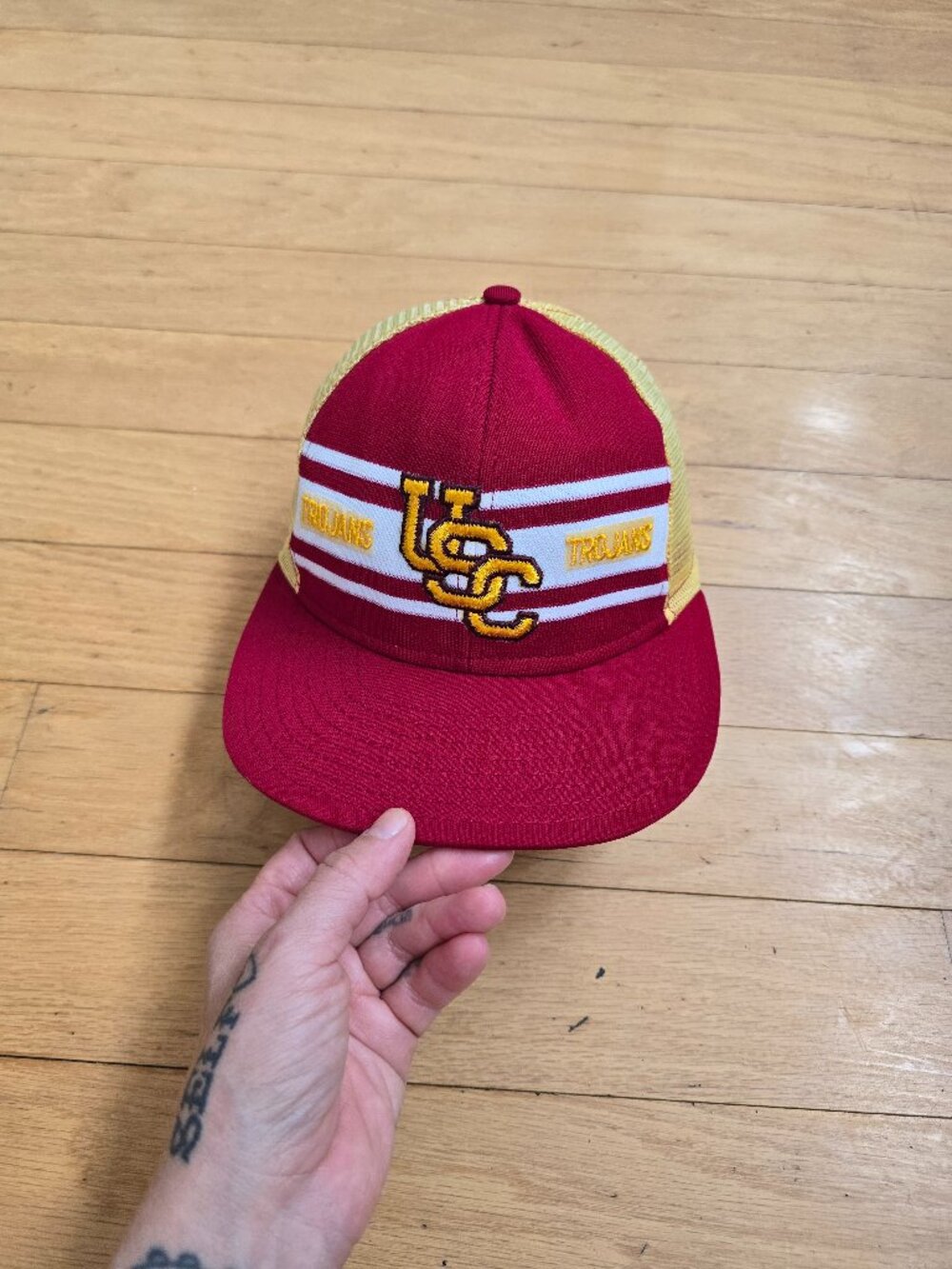 vintage 80's | USC Trojans gold red made in USA snapback hat